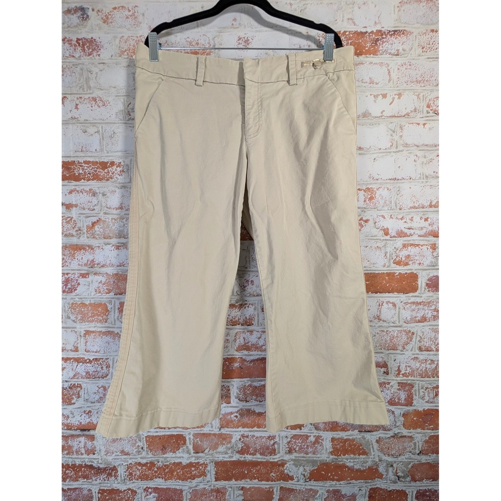 Vtg‎ American Eagle Cropped Pants Womens 12 Tan Khaki Wide Leg Chino Y2K